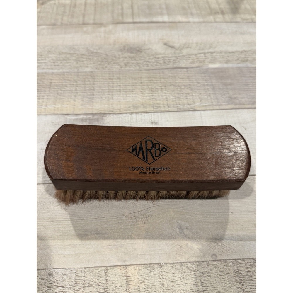 Vintage MARBO 100% Horsehair Shoe Shine Polish Brush Wood Made in Brazil 6.5